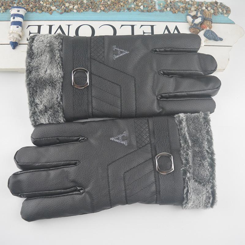 Autumn and Winter Men's New Velvet Thermal Gloves