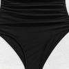 2025 European & American Solid Color Ruched Slimming One-Piece Bikini Swimsuit