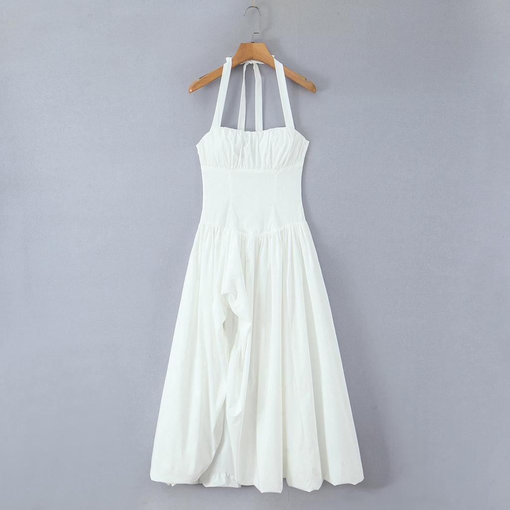 2025 European Autumn Women's Waist-Cinching Halter Neck Slimming Princess Dress