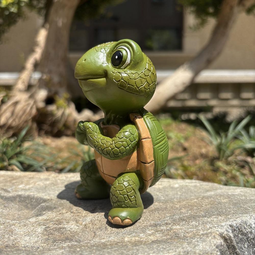 Cute Heart Turtle Statue Resin Weatherproof Miniature Turtle Figurine Exquisite Garden Turtle Ornament Indoor Hallway Display