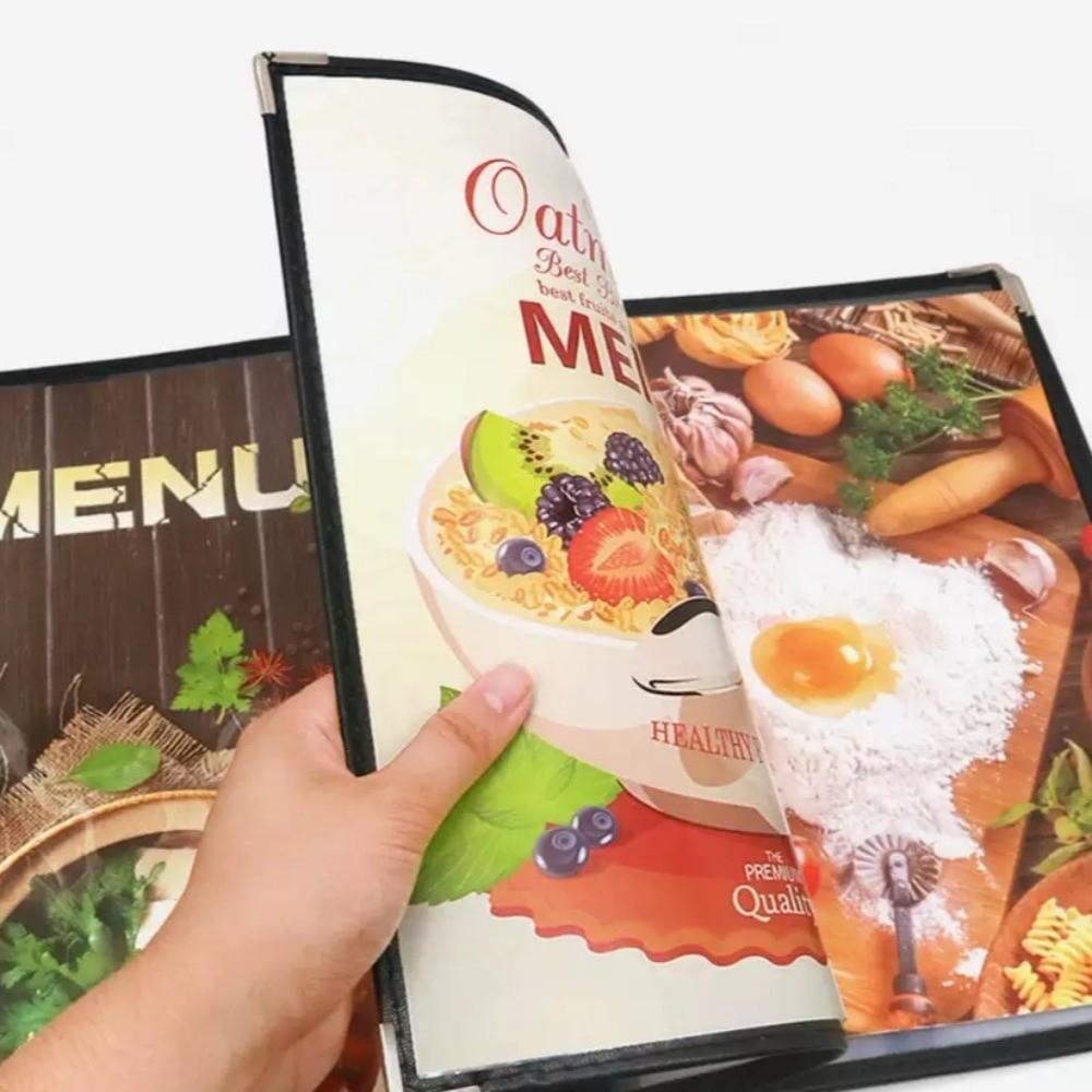 Foldable PVC Transparent Menu Cover Metal Corners Menus Price Display Book Bar Cafe