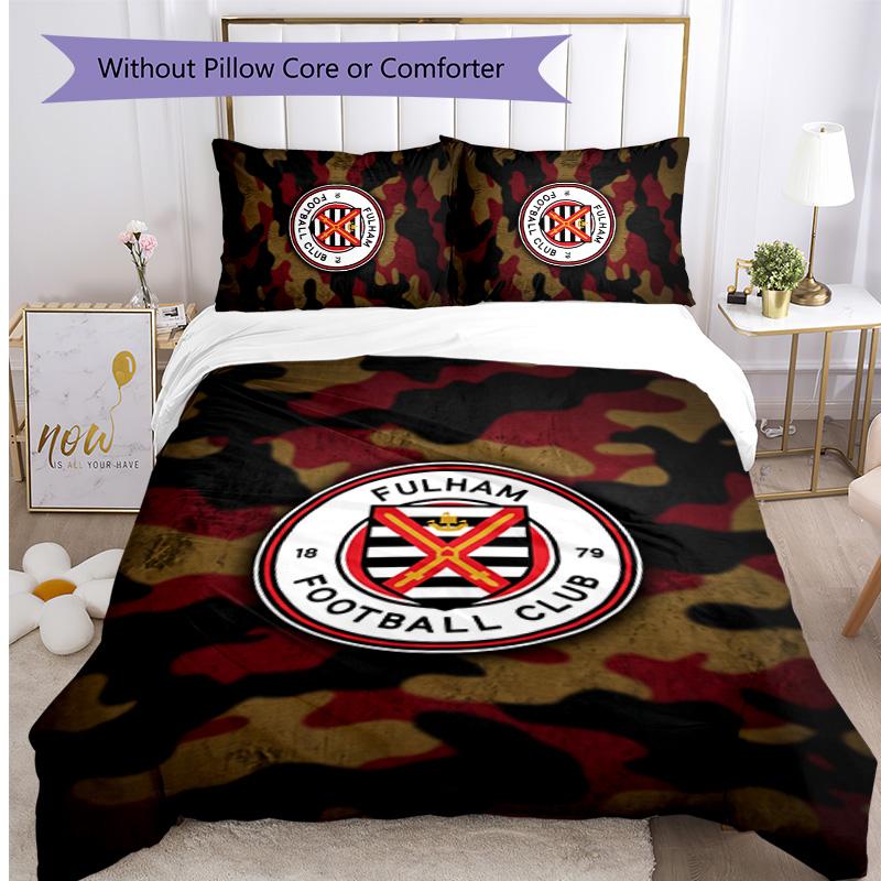 Set Lenzuola Fulham Calcio Stampato 3 Pezzi, Comodo Set Copripiumino per Camera da Letto Amico della Pelle