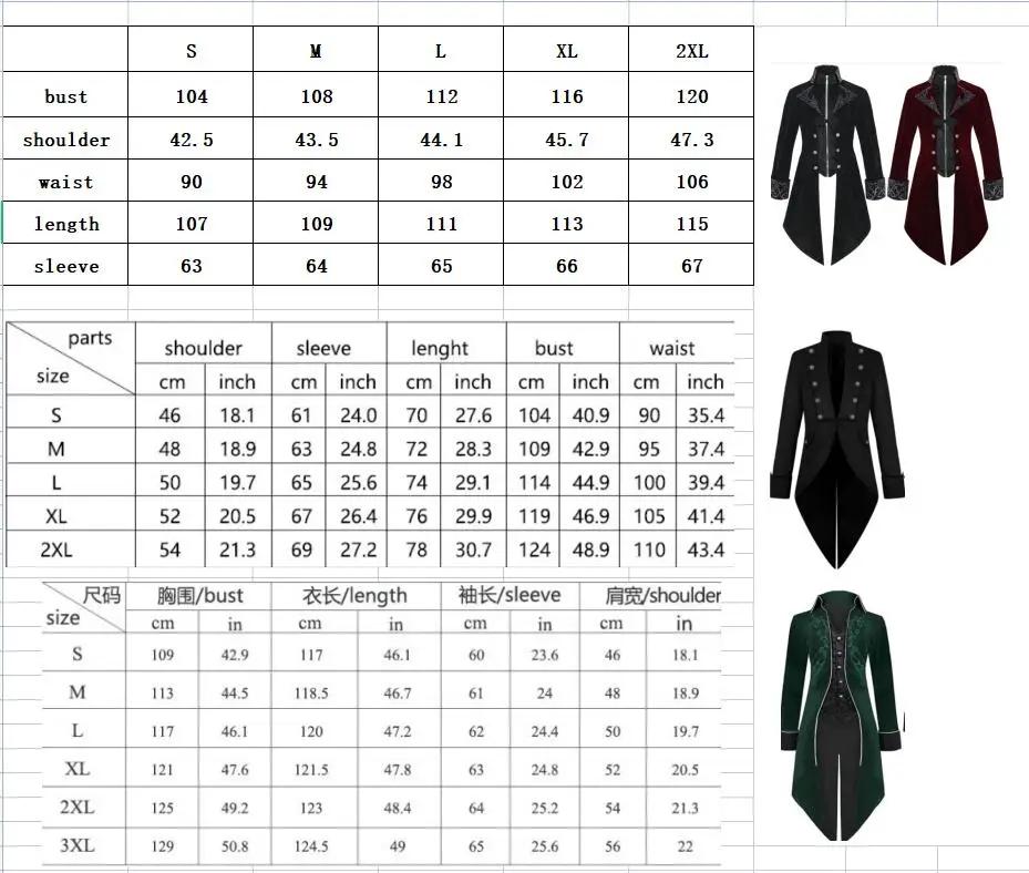 Steampunk Damen Herren Mittelalter Kleid Kostüm Stehkragen Frack Gotisch Vampir Cosplay Jacke Mäntel S-5XL