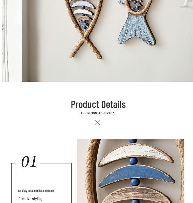 3D-Fisch-Wandanhänger im mediterranen Stil für Hotel- und Flurdekoration