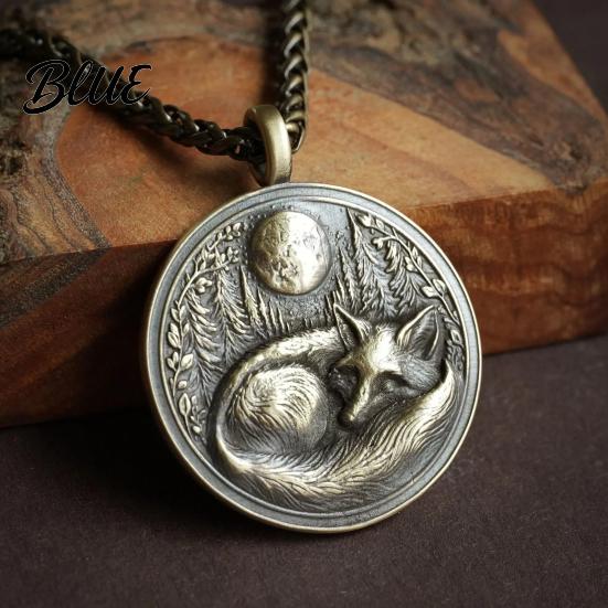 Reflection Symbol Necklace Forest Moon Pendant Travelling Animal in Family