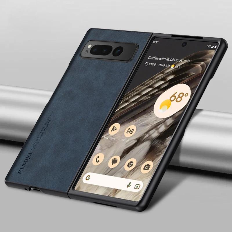 Luxury Leather Matte Skin Feel Phone Case for Google Pixel Fold2 Fold Shockproof Anti-fingerprint PU Fashion Silicone Soft Cover