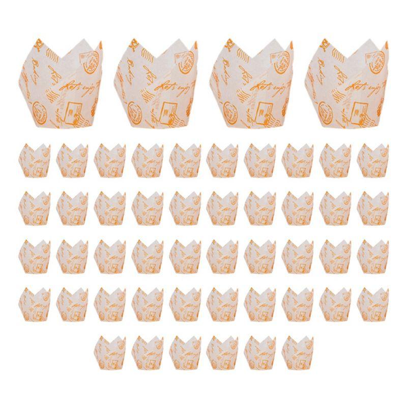 AEE2-50PCS Newspaper Style Cupcake Liner Baking Cup For Wedding Party Tulip Muffin Cupcake Paper Cup Oilproof Cake