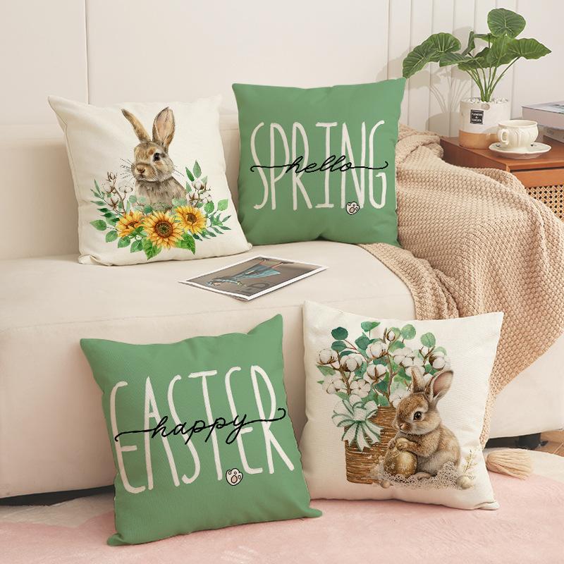 Spring New Easter Bunny Pillow Cover Living Room Sofa Cushion Outdoor Pillow Cover Home Decoration Cushion