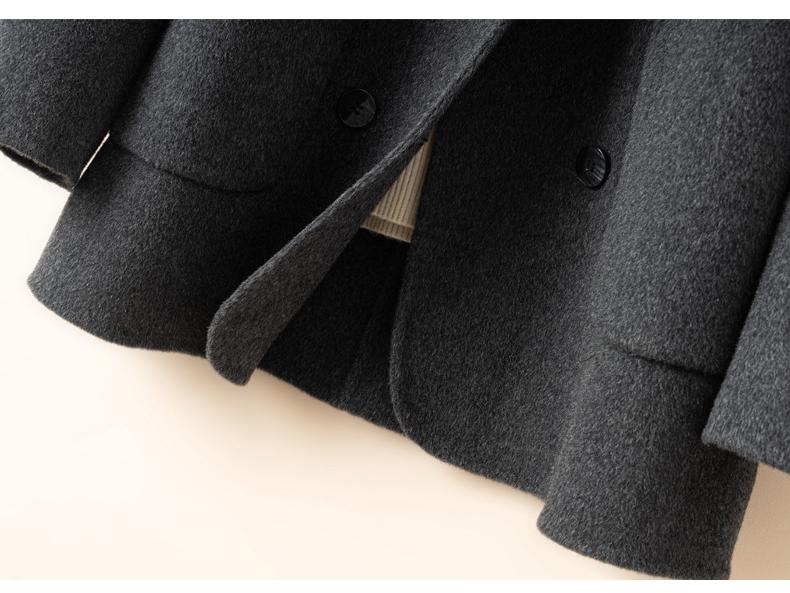 Women's 100% Wool Double-Faced Cashmere Mid-Length Coat - Versatile, High-End Suit Jacket for Petite Sizes
