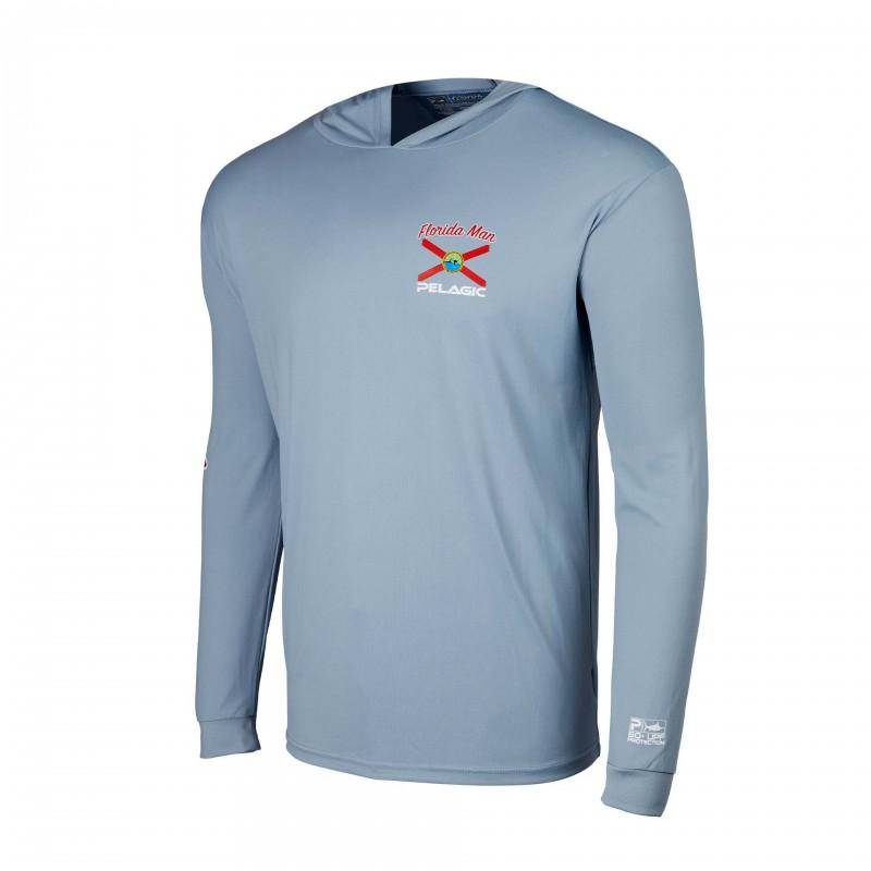Mens UPF 50 Fishing Shirt Long Sleeve Hooded Quick Dry Breathable Sun Protection Outdoor Angling Apparel