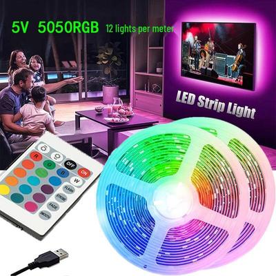 5V Smart Bluetooth RGB LED Strip Light - 12 LEDs/Meter, Self-Adhesive, Ideal for Background Atmosphere Lighting