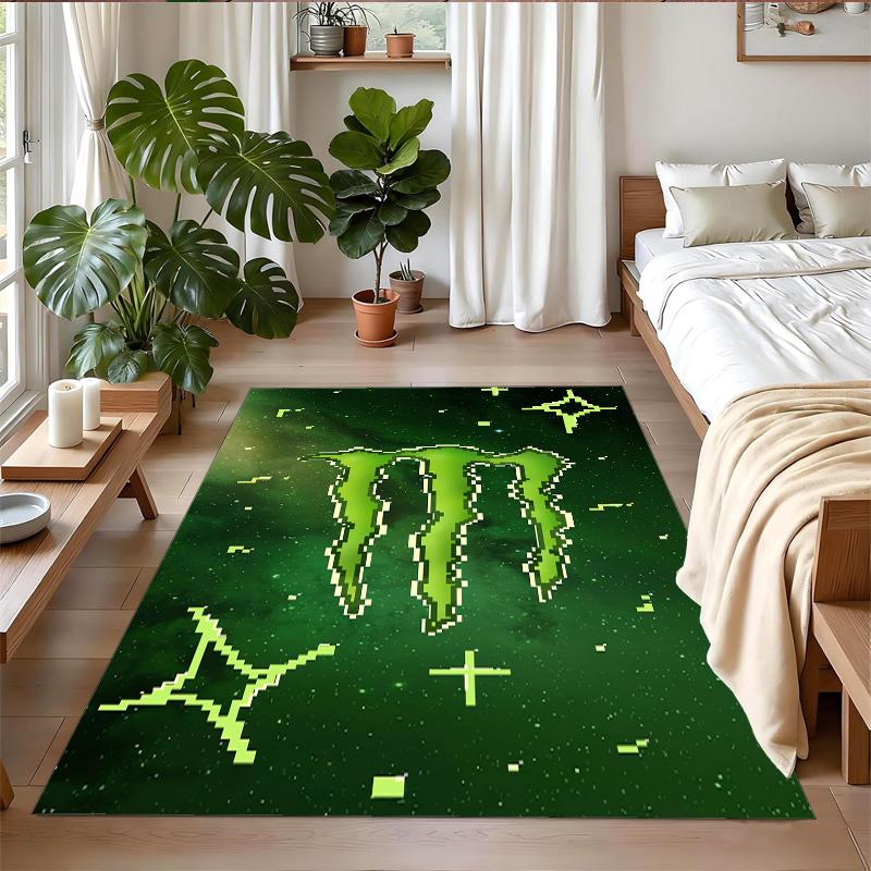 Monster Energy Druck Kristall Samt Plüsch Teppich Anti?Slip-Verschleiß?Robuster Bodenbelag Teppich für Innenbereich Haushalt Heimdekoration