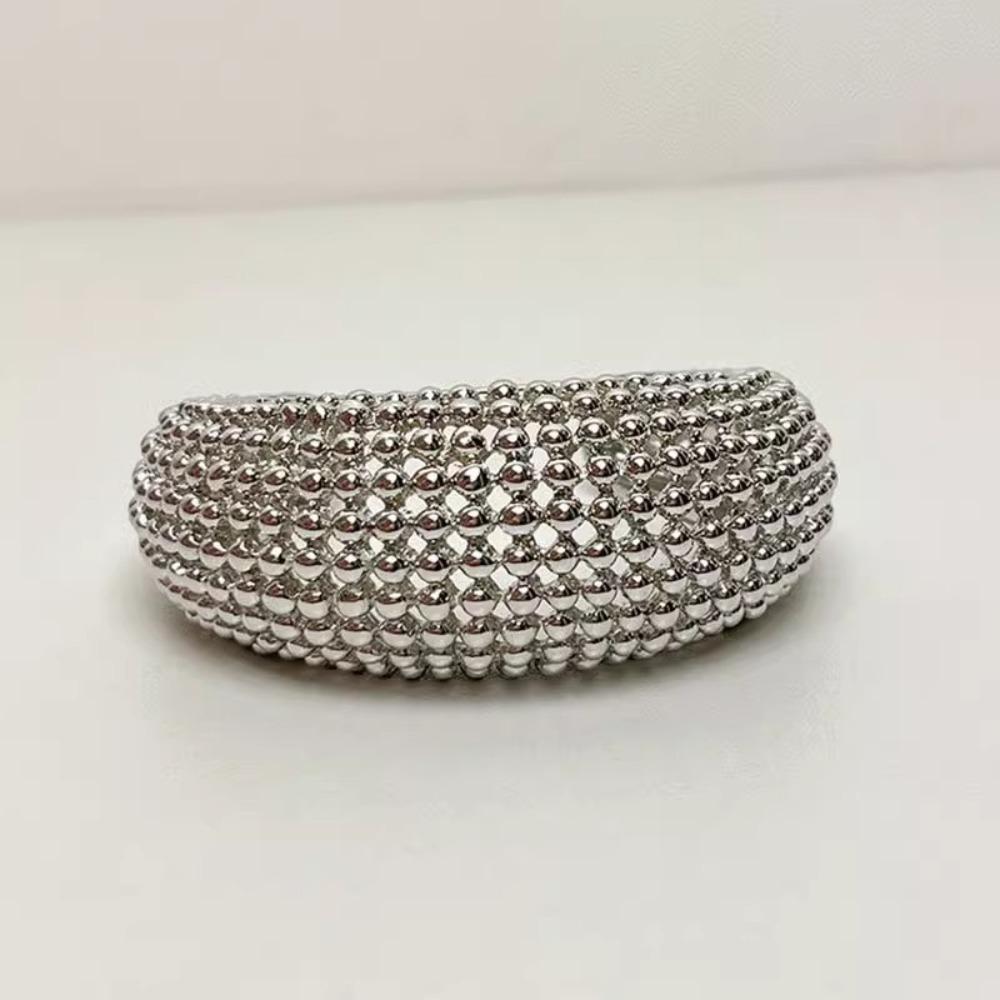 Punk Hollowed-out Round Bead Bracelet Wrist Jewelry Fashion Luxury Ring Open Cuff Bracelet  Gift