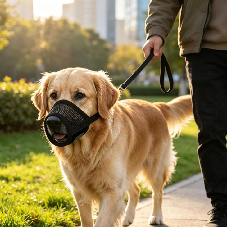 Training Use Dog Mouth Cover with Soft Fabric Panel and Stable Hold for Daily Routine and Public Guidance Care