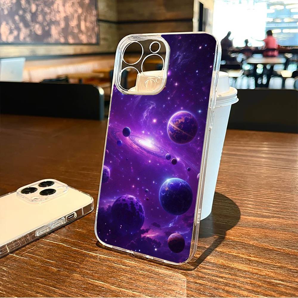 Traumhafter Galaxie-Print Handyhülle Für iPhone17,16,15,14,13,12,11 Plus,Pro Max Weiche Transparente Hülle