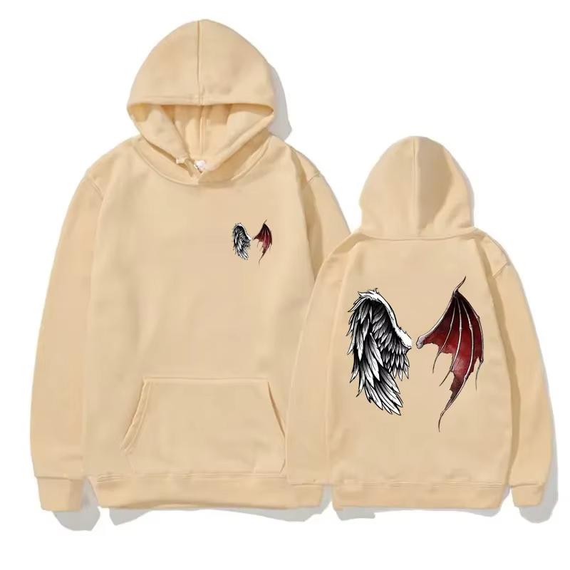 Amerikanischer Luziferflügel-Pullover-Hoodie mit Teufels- und Engelsflügeln, Himmel- und Höllenmotiv, Damen-Kapuzenpullover, Sport-Sweatshirt