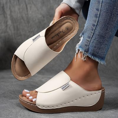 Women Shoes Breathable Open Toe Mid-Heeled Slippers with Comfortable Arch Support and Strap Back for Outdoor Use