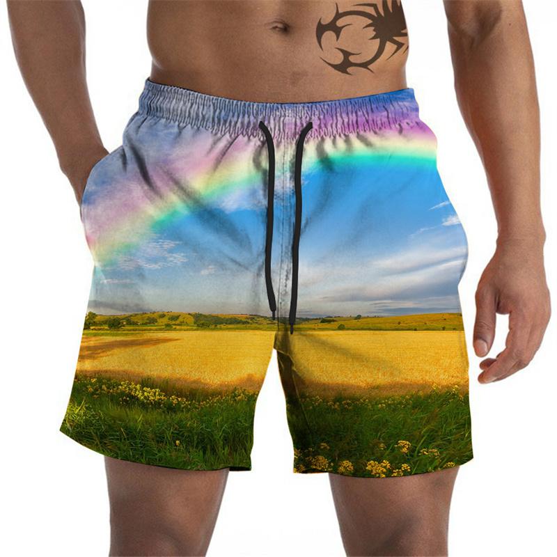 

Artistic Pigments Graphic Beach Shorts For Men Colorful 3D Printed Board Shorts Summer Short Pants Loose Swim Trunks Streetwear S