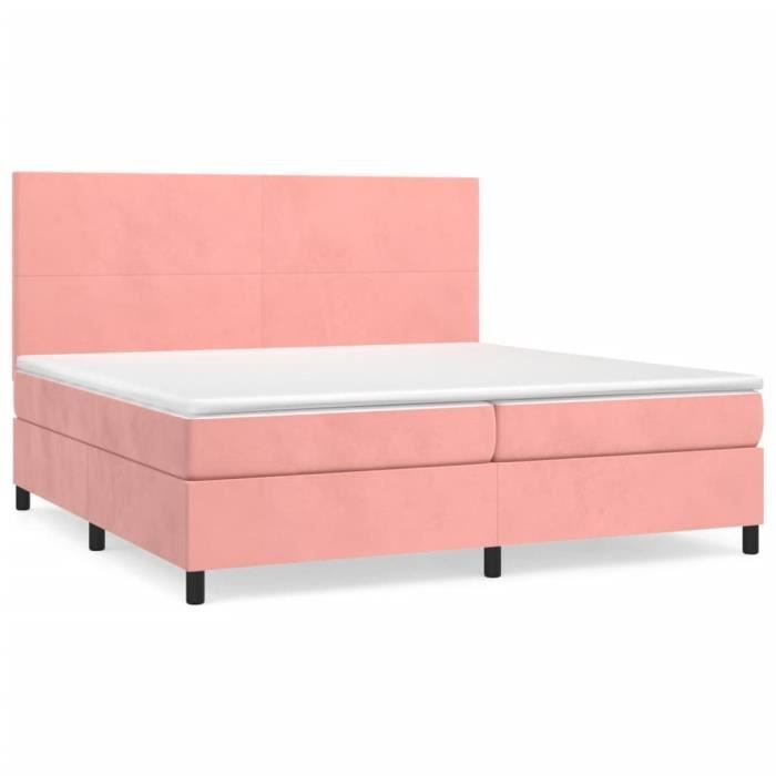 3142928 vidaXL Divan Bed with Mattress Pink 200x200 Cm Velvet