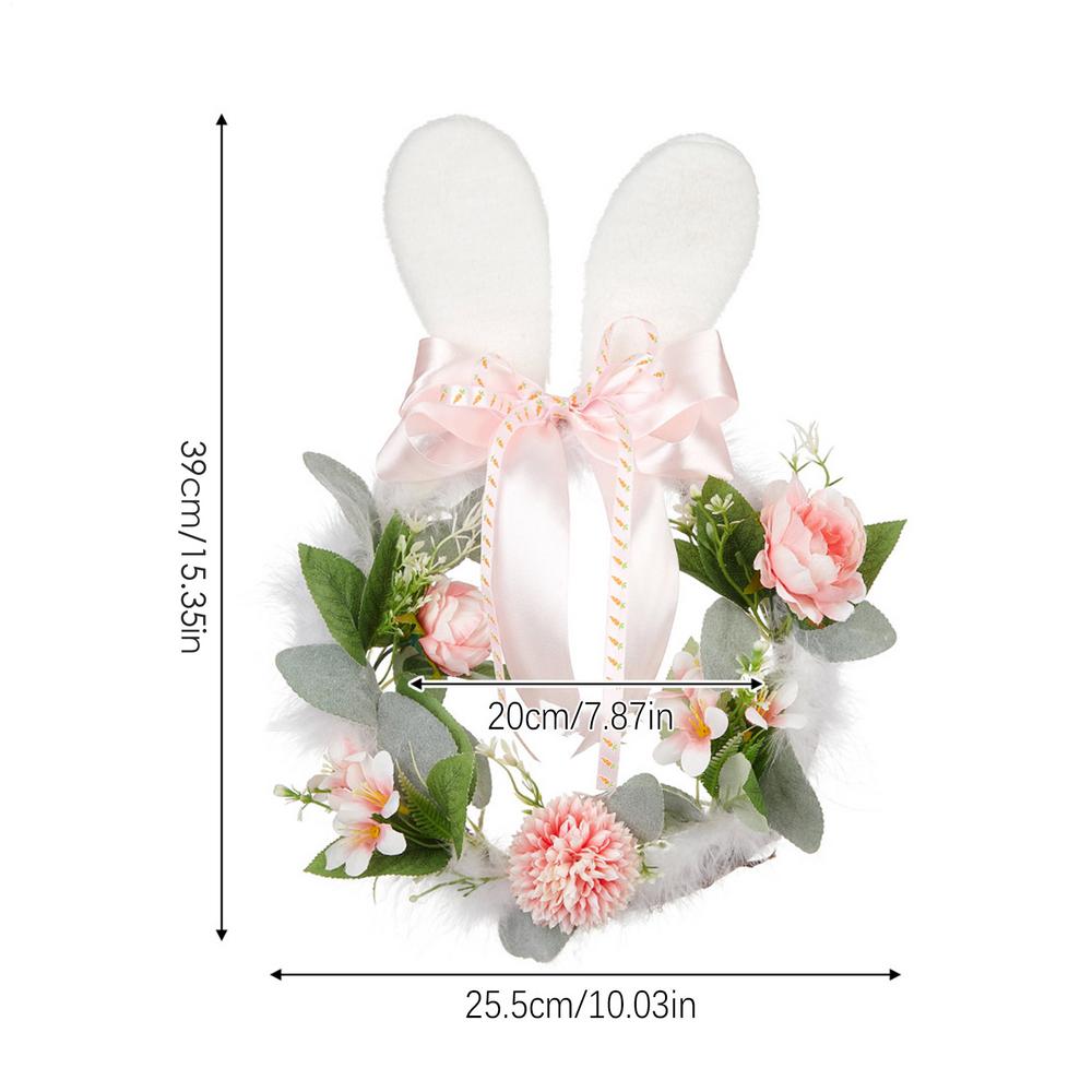 Easter Wreaths For Front Door Seasonal Artificial Spring Decor Bunny Ear Wreath Outdoor Decorations For Bedroom Party Birthday