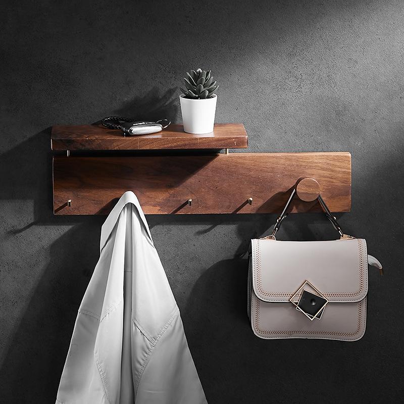 Solid wood Bathroom Hanging Coat Hook Wall Mounted Storage Rack Towel Rack Bedroom Coat Hat Hook Bathroom Shelving