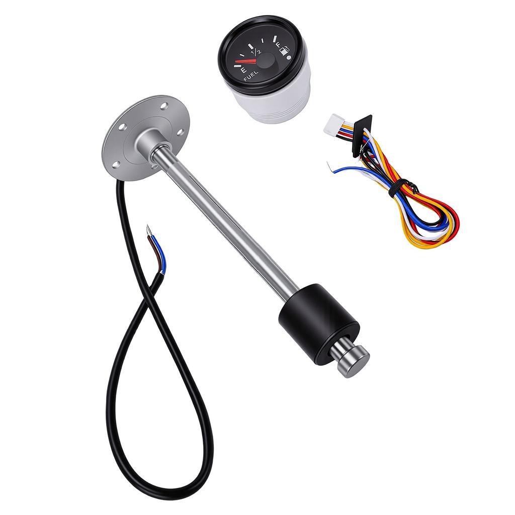 Fuel Water Level Sending Unit and Gauge Kit 7in High Resolution Stainless Steel Fuel Level Sender Sensor for Boat Truck