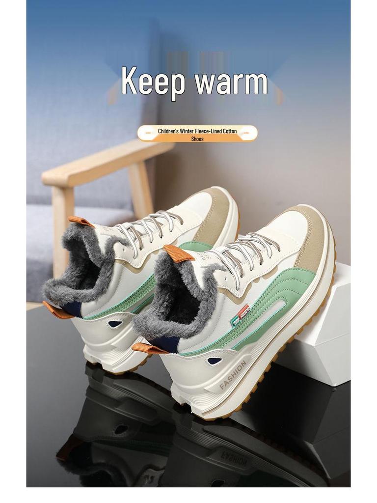 Boys' Fleece-Lined Non-Slip Snow Boots for Winter