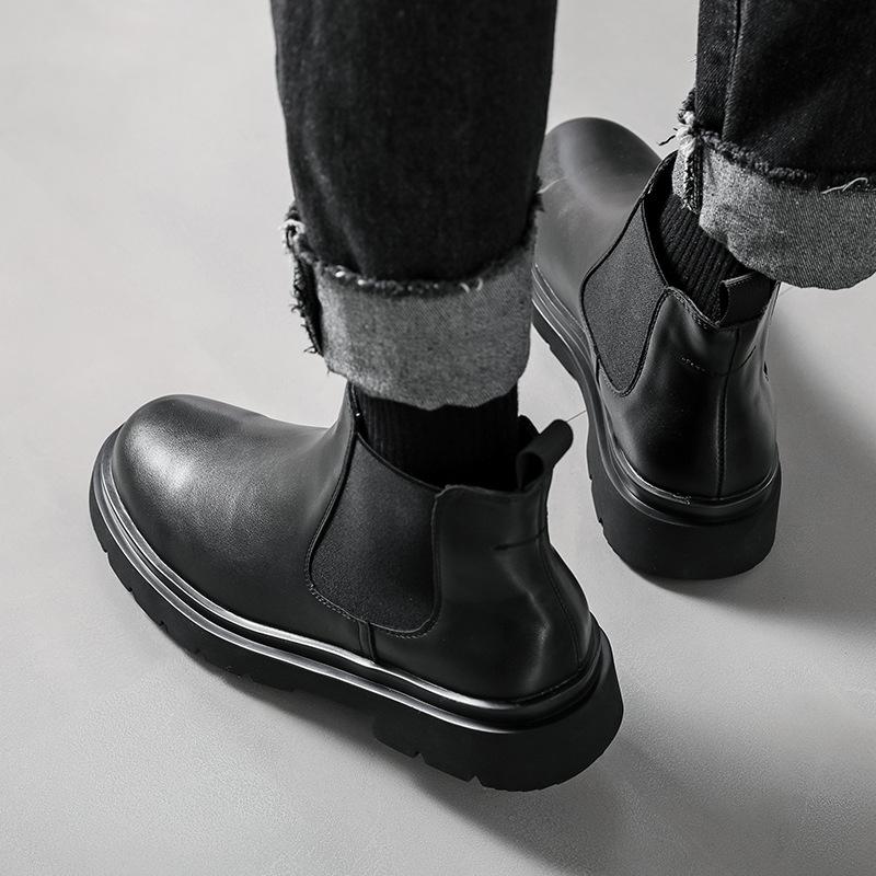 Chelsea Boots Men's Locomotive Short Boots Medium Boots Cigarette Boots Autumn and Winter Martin Boots-X