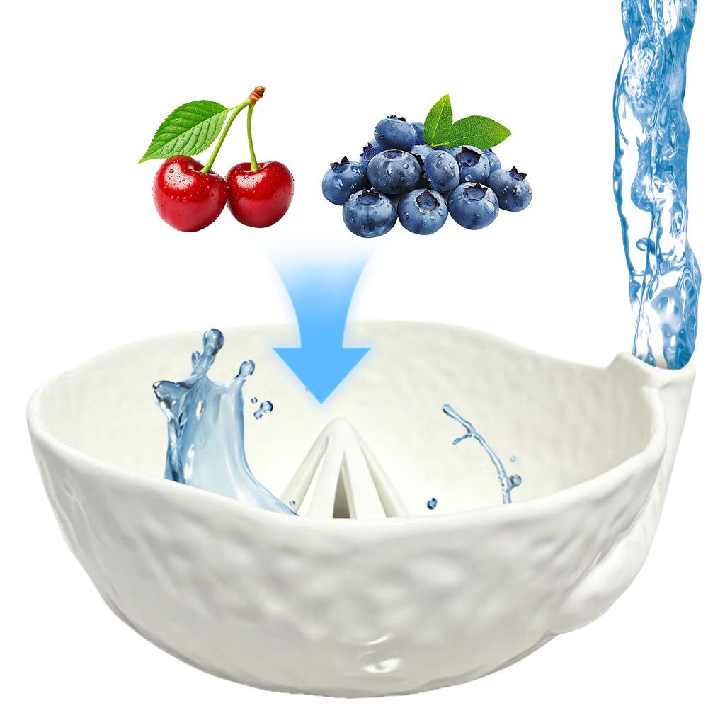 Ceramic Berry Basket with Drain Holes Blueberries Fruits Bowl Washer Multi-Purpose Strawberries Washing Cleaner for Home Kitchen