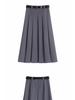Elegant High-Waisted A-Line Pleated Skirt - Mid-Length, Slimming, Fashionable Niche Design