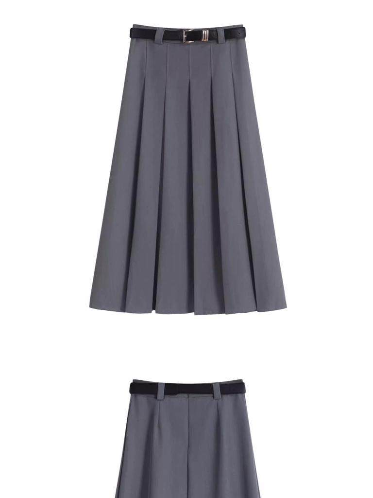 Elegant High-Waisted A-Line Pleated Skirt - Mid-Length, Slimming, Fashionable Niche Design