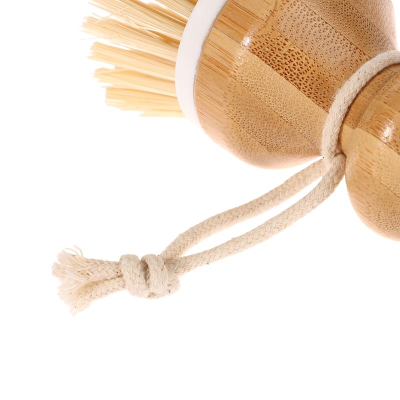 Wooden Bamboo Round Handle Cleaning Brush Easy Use Convenient For Washing Pot Dish Bowl Sink Stove Brush Kitchen Cleaning Tool
