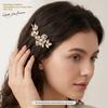 Pinzas para el pelo de estilo lujoso-lujoso con ramas y hojas de flores con tacto de alta gama, adecuadas para todo tipo de novias, pinzas de una sola pieza