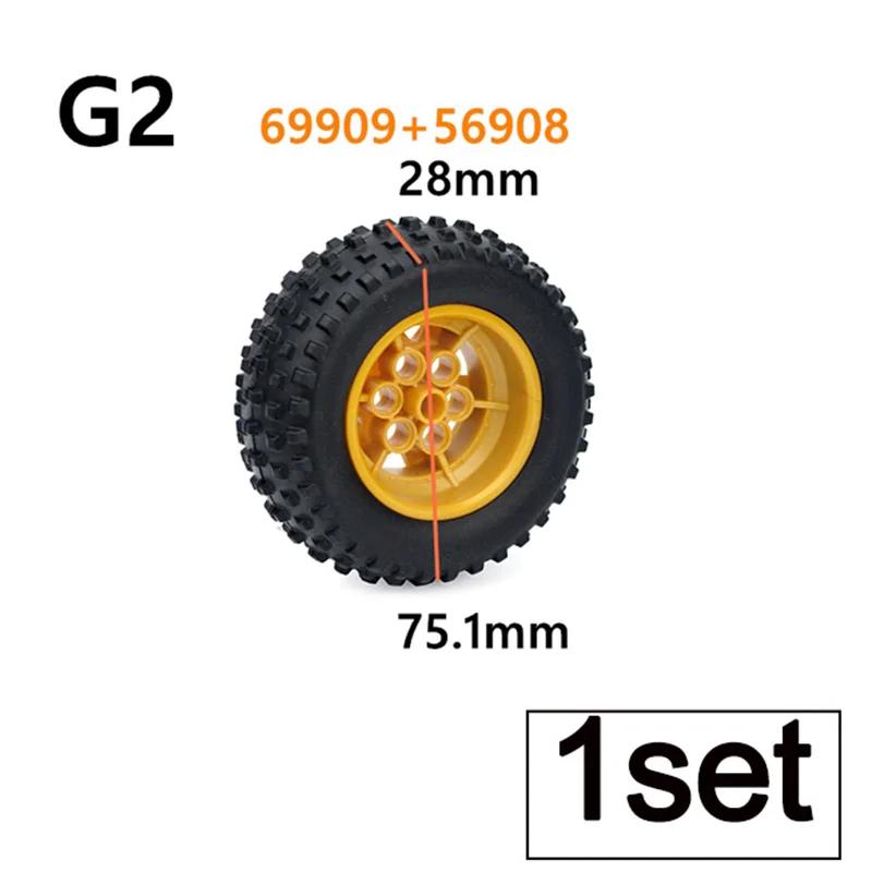 1Pcs Technical Tire & Wheel Hub Building Blocks Compatible with MOC Car Truck Parts