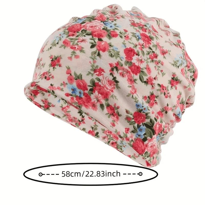1Pc Floral Digital Print, Simple And Lightweight, Brimless Cap, Comfortable Apparel, Brimless Hat