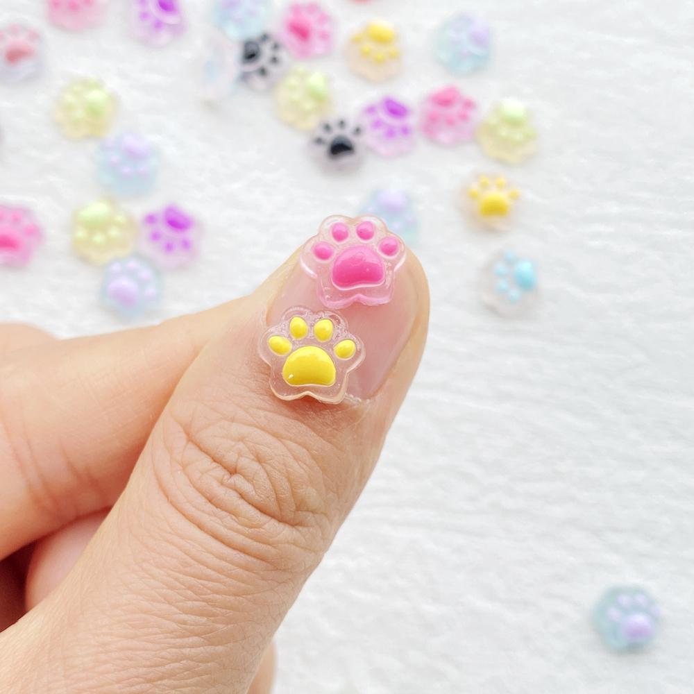 50Pcs Cute Mini Cartoon Luminous colorful cat claws Nail Art Resin Designer Charms DIY Craft For Nail 3D Decorations Jewelry