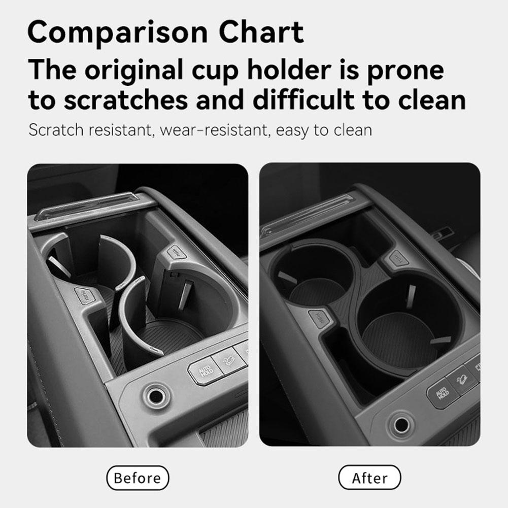 for KIA EV9 2025 2025 Center Console Cup Holder TPE Black Shock-Absorbing Storage Tray Tidying Car Interior Accessories