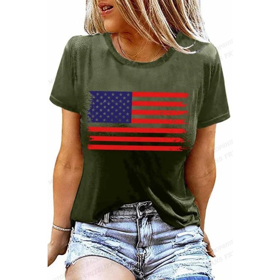 American Flag 3d Print T-shirt Women Fashion Usa Flag T-shirts Vintage T Shirt Casual Short Sleeve Tops Tee Lady Tshirt Distress