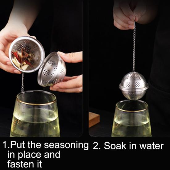 Nerūdijančio plieno palaidų lapelių arbatos filtras-koštuvas prieskoniams su grandinėle