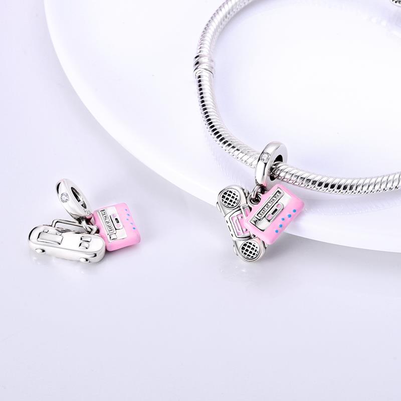 Copper Pink Cute Pet Bow Shiny Zircon Beads Suitable For Panoriginal Bracelet Diy Jewelry Birthday Gift Anniversary
