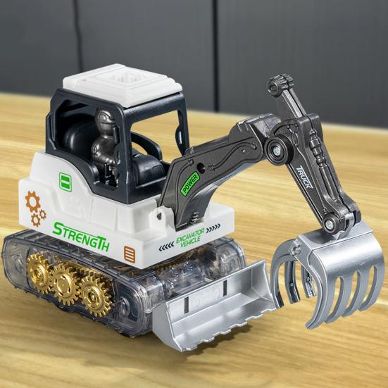 Press Gear Construction Vehicle Toy Realistic Kids Excavator Engineering Car Toy with Movable Digging Arm Toddlers Boys Educational Digger Truck
