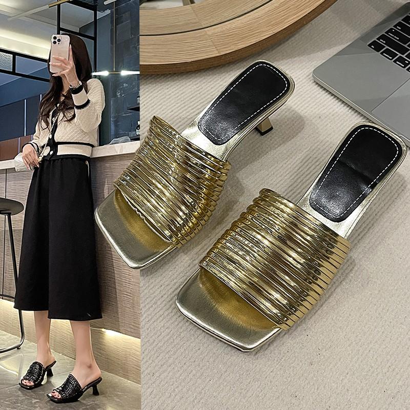 New Women's Slippers Fashion Design Wedge Leather Fish Mouth Flip Flop Outdoor Summer Party Simple Low Rubber Women Sandals