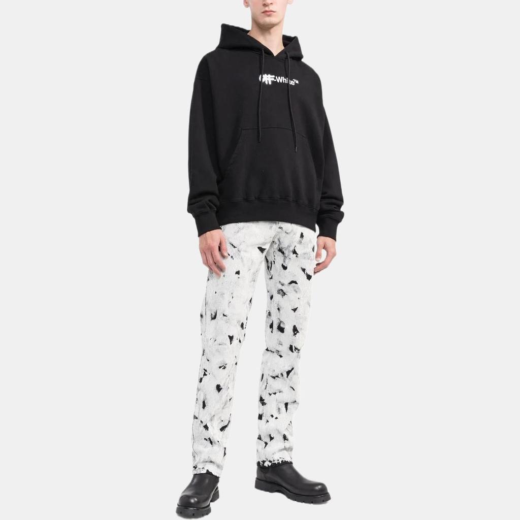 OFF WHITE Embroidered Spray Helvetica Skate Hoodie OMBB085F22FLE0021001