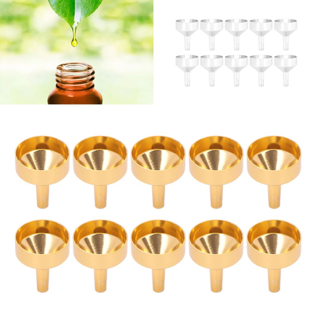 10 stk metall liten trakt aluminiumslegering trakt for å fylle flasker og overføre kosmetikk P