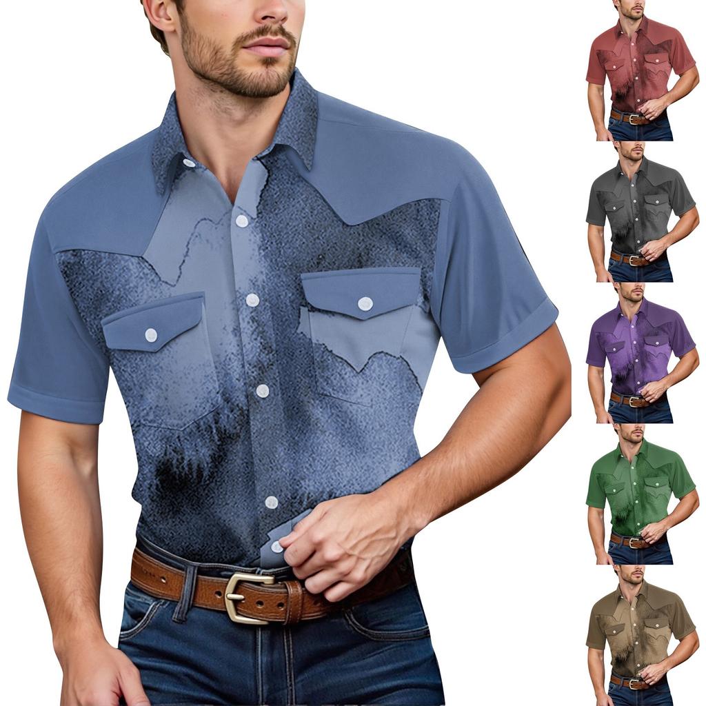 Men'S Fashionable Lapel And Shoulder Length Short Sleeved Casual Top
