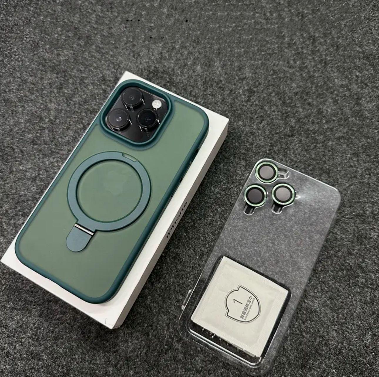 

Metal Ring Stand Matte Magnetic Case for Magsafe IPhone 17 Air 15 14 13 12 11 16 Pro Max Plus with Lens Protector Mac Safe Cover For iPhone 17 Air