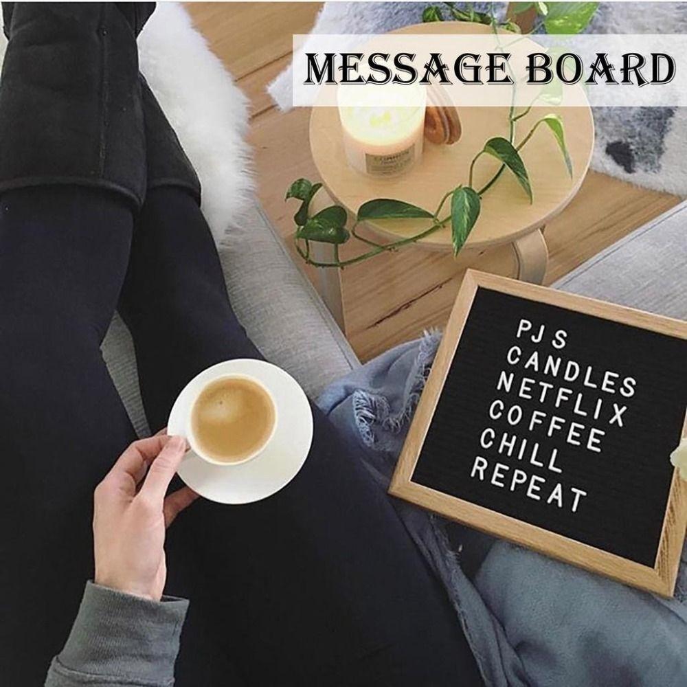 Durable Wooden Letter Message Board Changeable Symbols Home Decorations Felt Letter Board 10x10 Inch Blackboard Home
