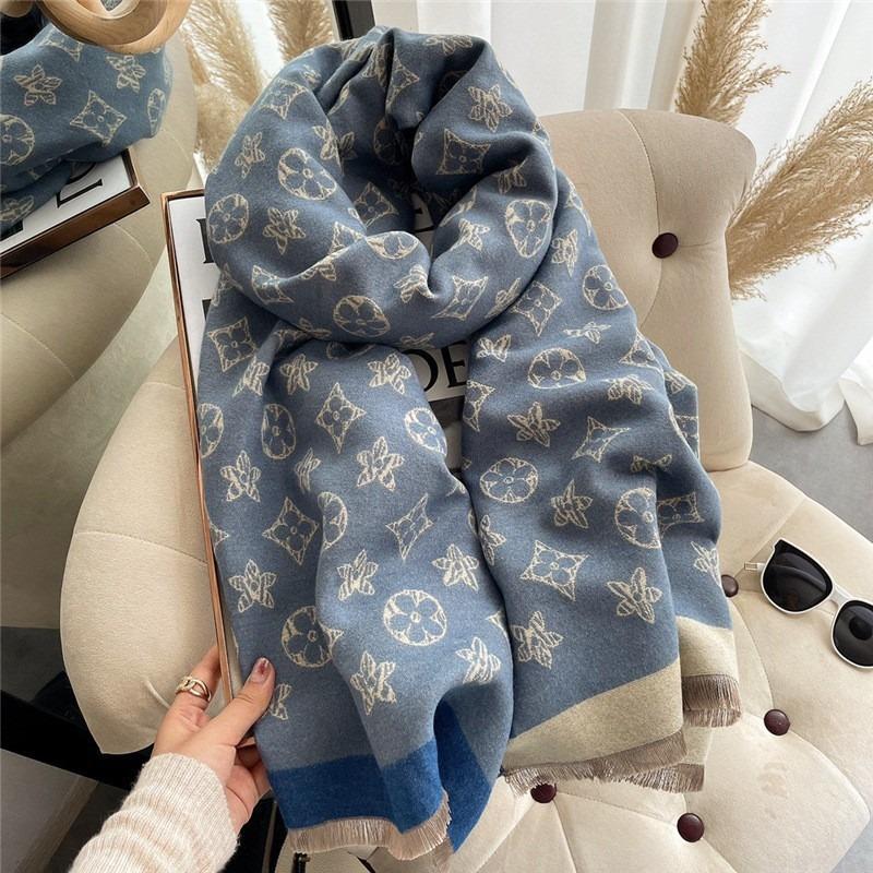 Lucky Clover Faux Cashmere Scarf Warm Winter Neckwear For Women