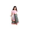 Dziewczęcy bawełniany gotowy zestaw Lehenga Choli w kolorze brzoskwiniowym (Niebieski1 4L)