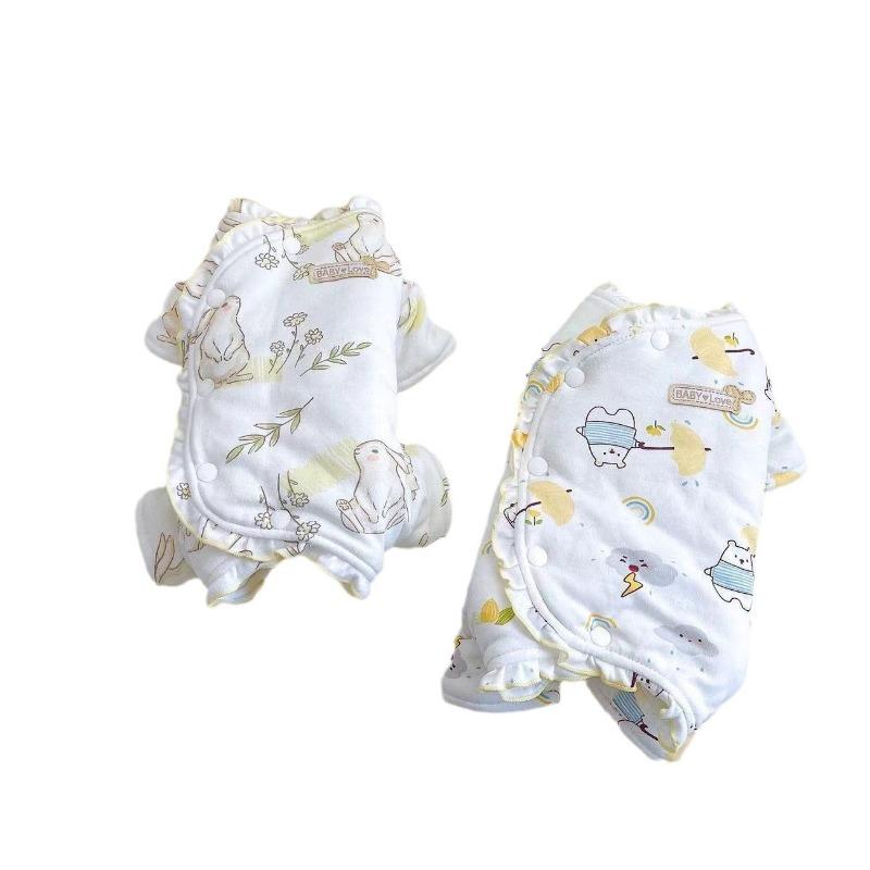 Pet Teddy Dog Small Dog Cat Autumn and Winter Four-legged Clothes Than Bear Dog Padded Belly Four-legged Clothes